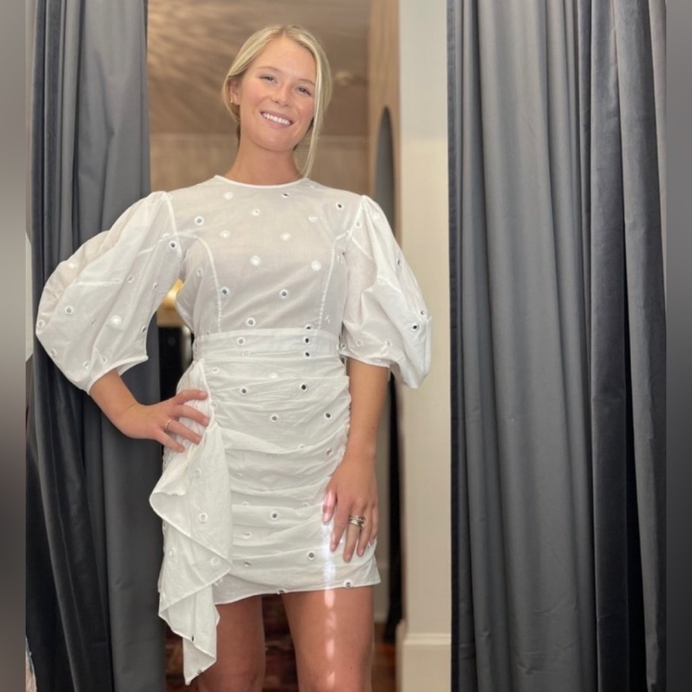 Rhode Pia cotton eyelet mirror mini dress NWT